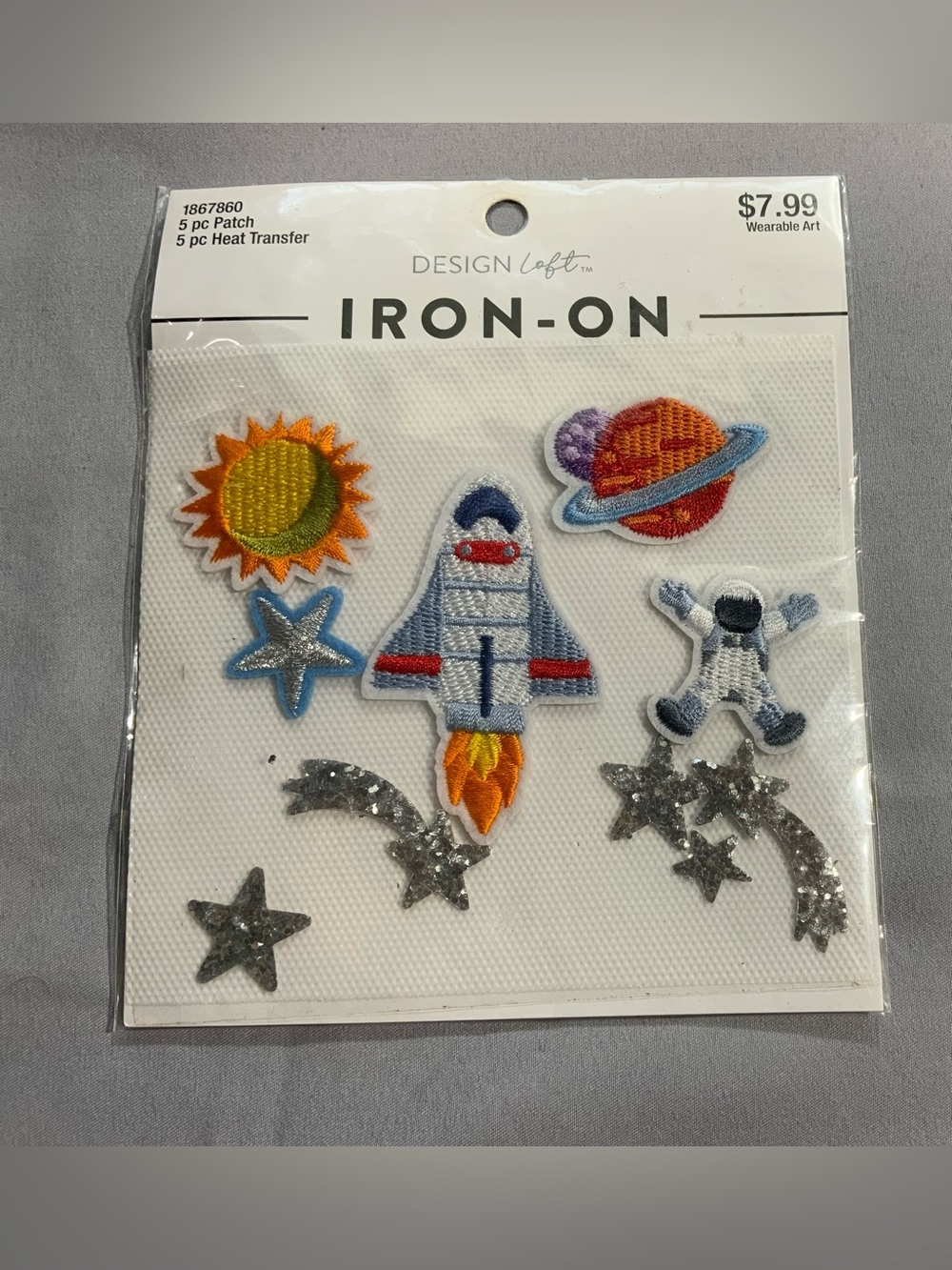 Design Loft Space Iron On Patches 10 Pc Rocket Astronaut Planet Stars